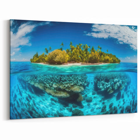 Tropical Malaysia Poster – Island and Underwater Coral Paradise Scene