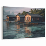 Malaysia Landscape Print – Serene Overwater Bungalows at Sunset