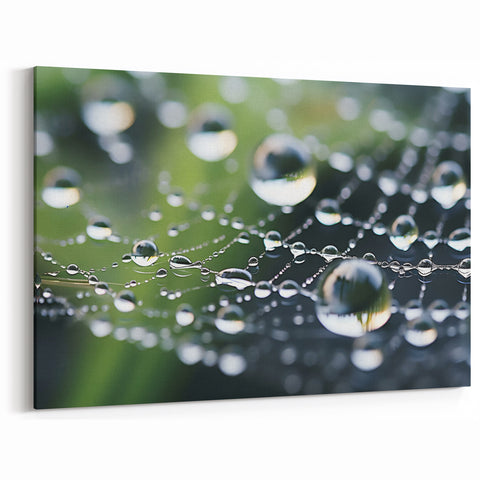 Intricate Water Droplets on Spider Web - Nature Close-Up Wall Art Decor