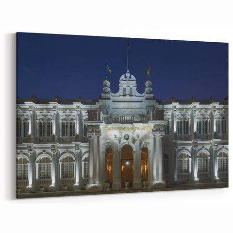 Framed Malaysia Art – Illuminated Colonial Architecture at Night