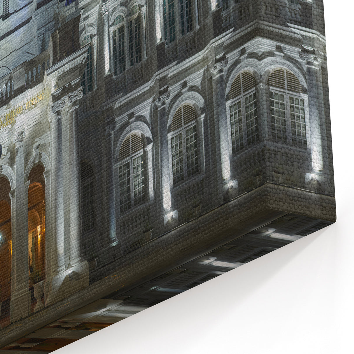 Framed Malaysia Art – Illuminated Colonial Architecture at Night