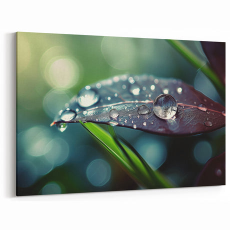 Tranquil Leaf Water Art - Nature Close-Up Water-Themed Canvas Print