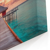 Tropical Jamaica Art - Vibrant Sunset Overwater Bungalow Scene