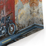 Framed Malaysian Art – Rustic Street Art and Motorcycle Scene Print