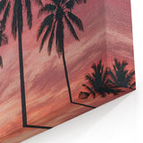 Jamaican Sunset Wall Decor - Palm Trees Silhouetted Against Pink Sky