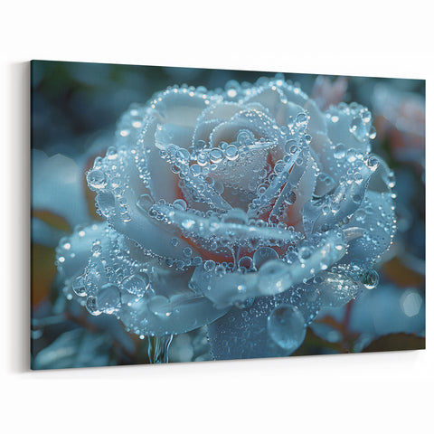 Frozen Elegance: Frost-Kissed Rose – Winter Wall Art in Ice Patterns