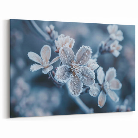 Frosted Blooms: Ice and Frost Art – Winter Wall Decor Nature Close-Up