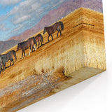 Majestic Mongolian Landscape Art – Wild Horses on Scenic Plains