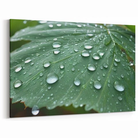 Nature Close-Up Water Photography Art – Scenic Leaf Water Wall Decor
