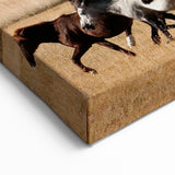 Mongolian Landscape Art – Wild Horses Running by Mountain Lakes