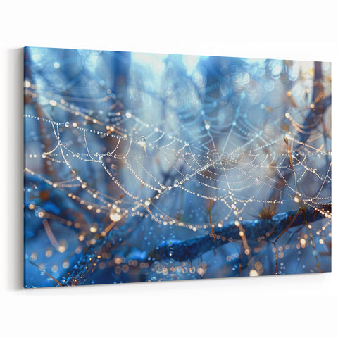 Nature Close-Up Water Art – Dewy Spiderweb Photography Wall Decor