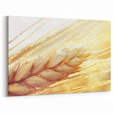 Golden Wheat Close-Up Leaf Art - Nature-Inspired Botanical Wall Decor