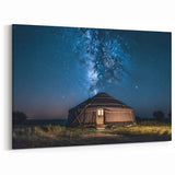 Mongolian Landscape Art - Starry Night Above Yurt Under Milky Way