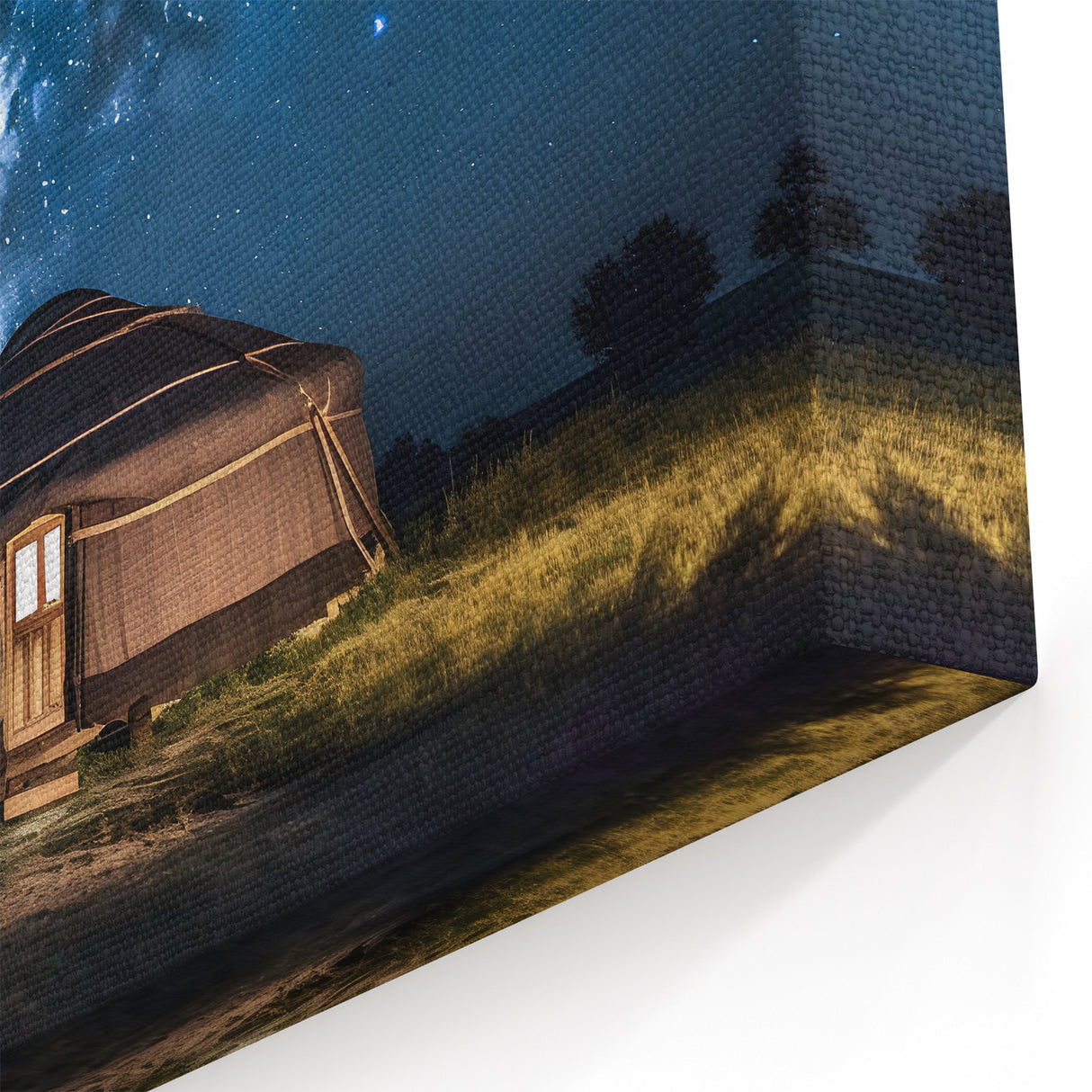 Mongolian Landscape Art - Starry Night Above Yurt Under Milky Way