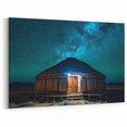 Mongolian Landscape Art - Yurt Under Starry Night Sky in Remote Mongolia