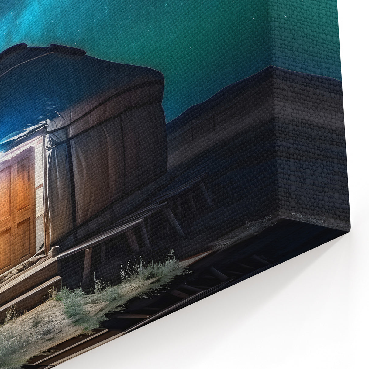 Mongolian Landscape Art - Yurt Under Starry Night Sky in Remote Mongolia