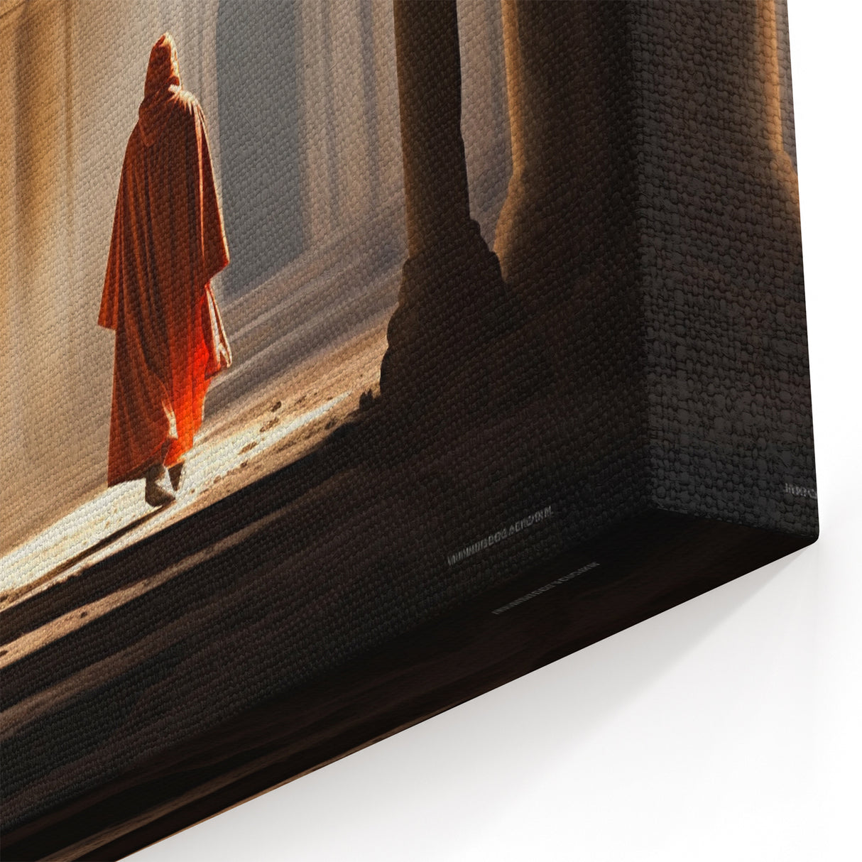 Mongolian Culture Art - Monk Walking Through Ancient Stone Temple