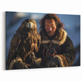 Mongolian Culture Art - Eagle Hunter with Golden Eagle in Winter Mountains