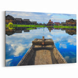 Reflections of Inle Lake Myanmar Wall Art - Scenic Traditional Houses