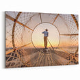 Fisherman Framed by Net Myanmar Wall Art - Golden Sunrise at Inle Lake