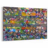 Vibrant Myanmar Market Wall Art - Aerial View of Colorful Local Life