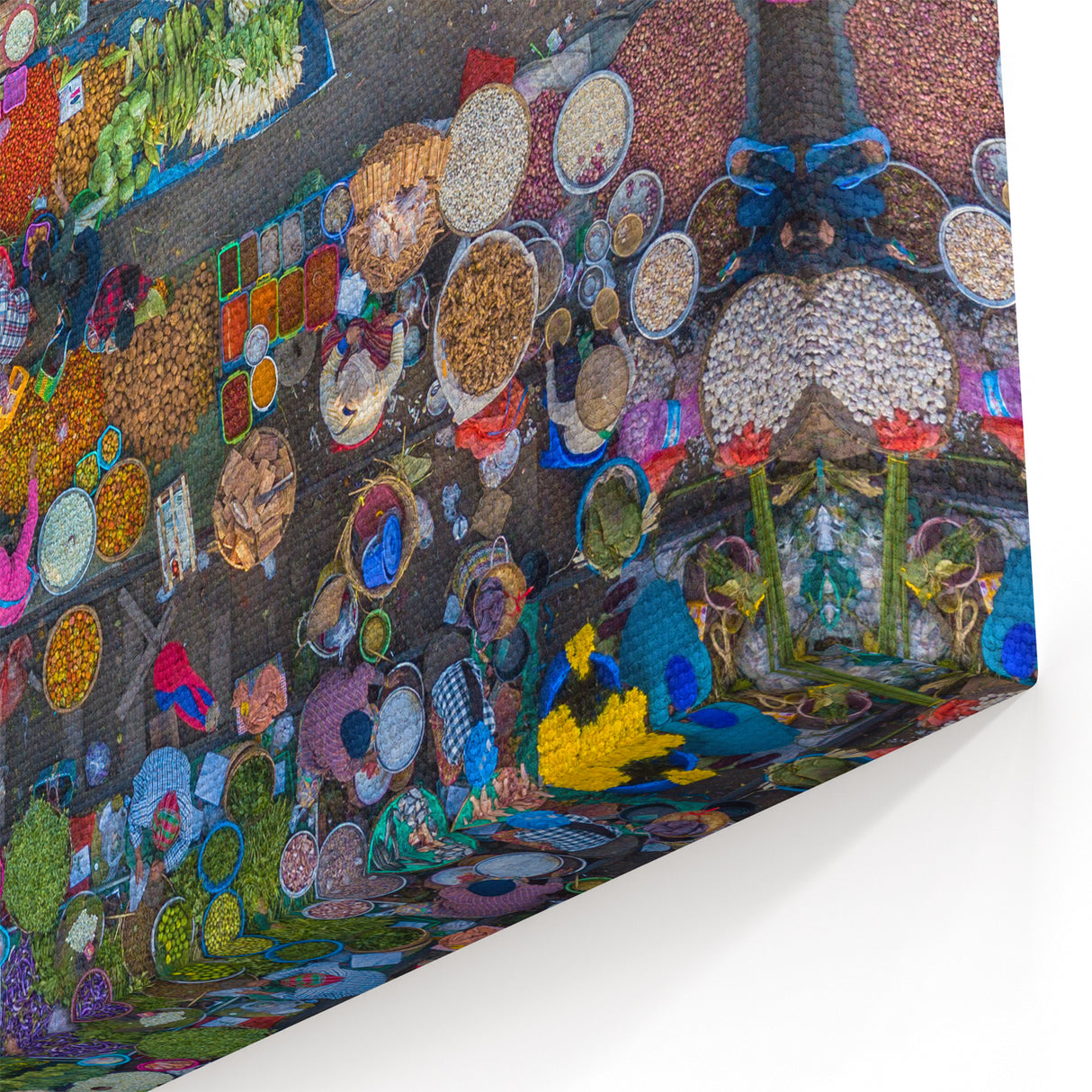 Vibrant Myanmar Market Wall Art - Aerial View of Colorful Local Life