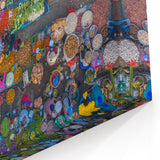 Vibrant Myanmar Market Wall Art - Aerial View of Colorful Local Life