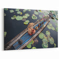 Lily Pad Boat Journey Myanmar Wall Art - Peaceful Water and Nature Scene