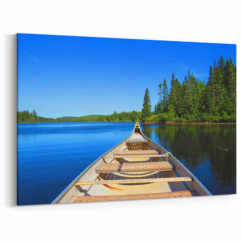Canoe Adventure Wall Art Quebec – Serene Lake Landscape Photography