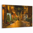 Winter Street at Night Wall Art Quebec – Festive Cityscape Photography