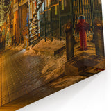 Winter Street at Night Wall Art Quebec – Festive Cityscape Photography