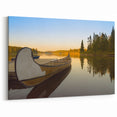 Peaceful Quebec Canoe at Sunset Wall Art – Tranquil Lake Photography