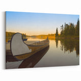 Peaceful Quebec Canoe at Sunset Wall Art – Tranquil Lake Photography