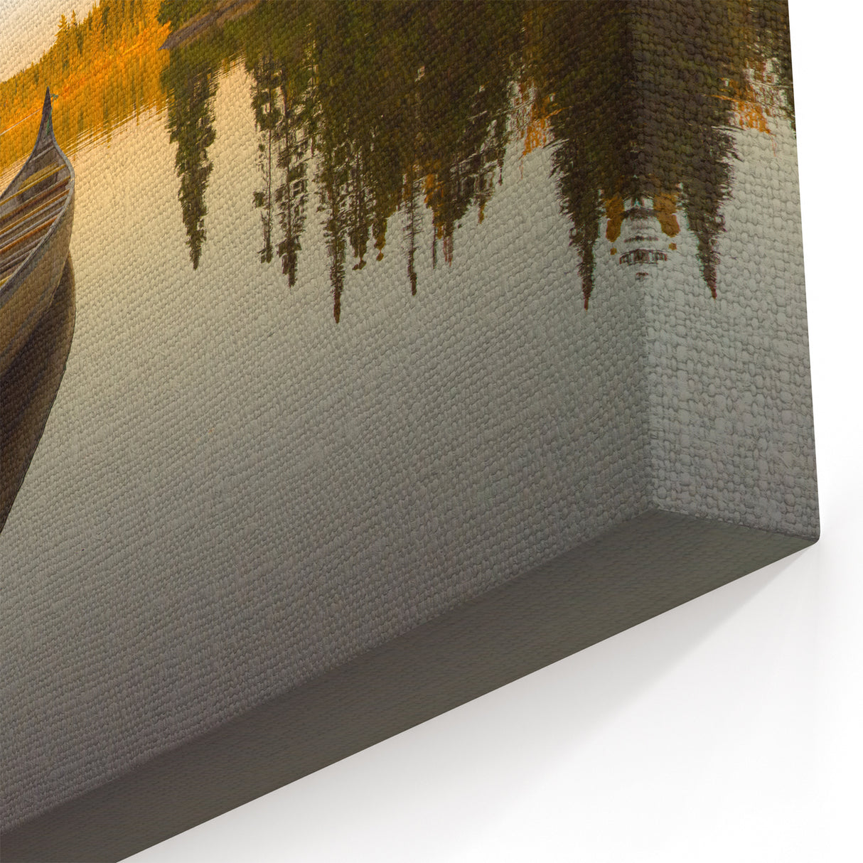 Peaceful Quebec Canoe at Sunset Wall Art – Tranquil Lake Photography