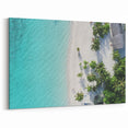 Tropical Beach Art - Aerial Maldives Island Decor with Turquoise Waters