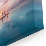 Maldives Sunset Wall Art - Tropical Poolside Canvas Prints with Palm Trees