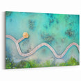 Winding Lagoon Pathway Art - Tranquil Boardwalk in Maldives Canvas Print
