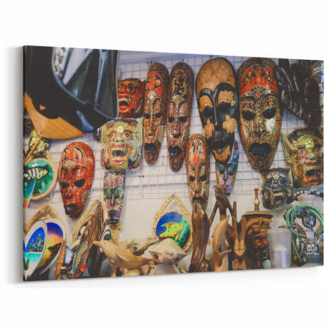 Vibrant Cultural Mask Wall Art - Unique Handcrafted Art Collection Prints