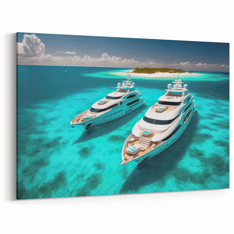 Luxury Yachts in Turquoise Waters – Scenic Maldives Wall Art