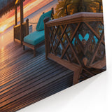Maldives Sunset Gazebo Wall Art – Tropical Paradise Canvas Prints