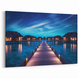 Maldives Night Sky Villas Wall Art – Luxury Ocean View Canvas Prints