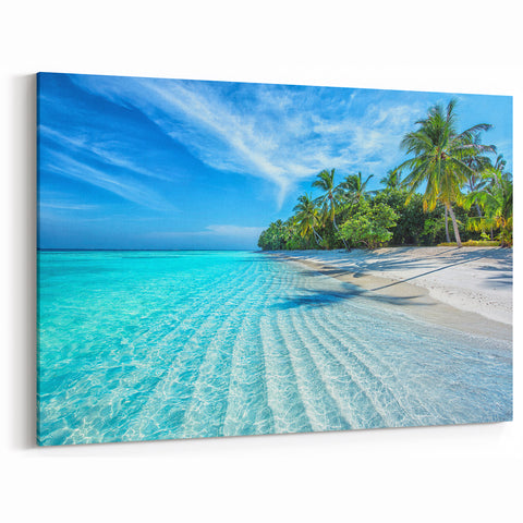 Maldives Tropical Beach Wall Art – Crystal Clear Ocean Canvas Prints