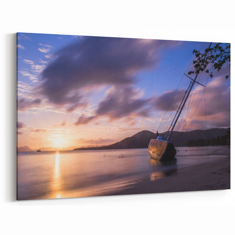 Martinique Canvas Prints - Sunset Sailboat Serenity