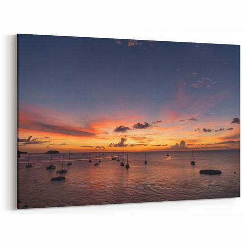 Caribbean Landscape Wall Art - Sunset Over Martinique Bay