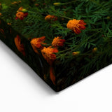 Traditional Nepali Artwork - Vibrant Marigold Flowers and Himalayan Peaks