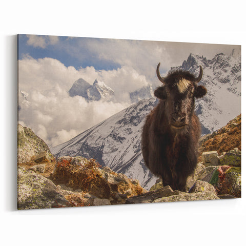 Traditional Nepali Artwork - Majestic Yak in Snow-Capped Himalayas