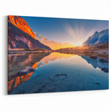Himalayan Sunrise Art - Majestic Sun Rays Over Mountain Reflections