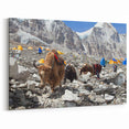 Traditional Nepali Artwork - Yaks and Climbers at Himalayan Base Camp