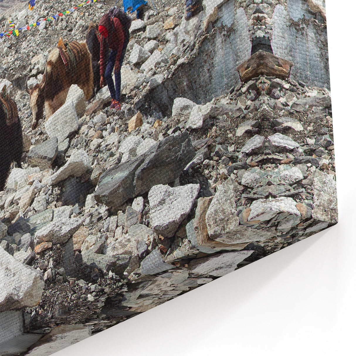 Traditional Nepali Artwork - Yaks and Climbers at Himalayan Base Camp