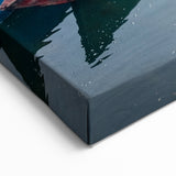 Traditional Nepali Artwork - Colorful Boats on Misty Lake in Nepal